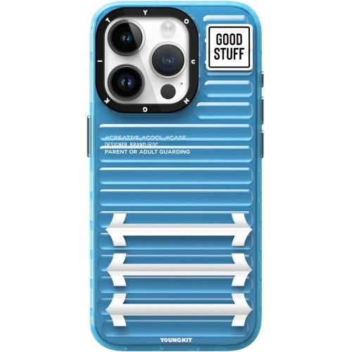 Apple iPhone 15 Pro (6.1)  Kılıf YoungKit Luggage FireFly Serisi Kapak - Mavi