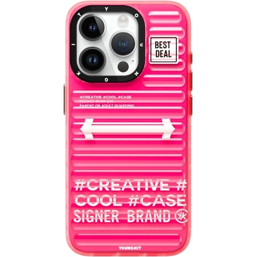 Apple iPhone 15 Pro (6.1) Kılıf YoungKit Luggage FireFly Serisi Kapak - Pembe