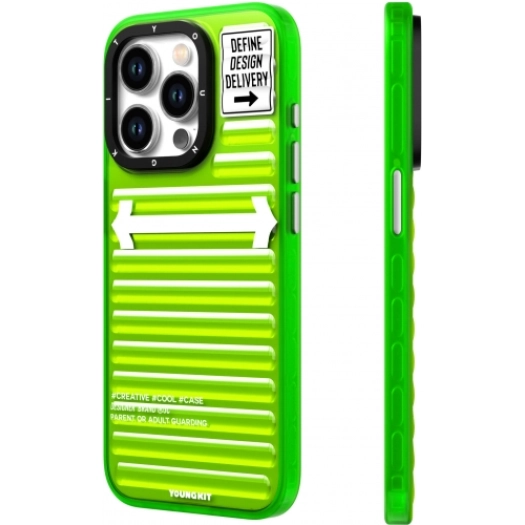 Apple iPhone 15 Pro (6.1)  Kılıf YoungKit Luggage FireFly Serisi Kapak - Yeşil