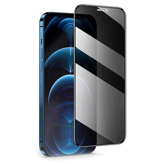 Apple iPhone 15 Pro (6.1) Kırılmaz Cam 5D Ekran Koruyucu Karartmalı Hayalet Cam Privacy Tam Kapatan - Siyah