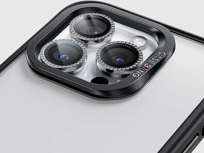 Apple iPhone 15 Pro Casebang Gem Kamera Lens Koruyucu - Gümüş