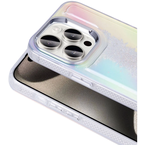 Apple iPhone 15 Pro (6.1) Kılıf Airbagli Renkli Arka Yüzey Boncuk Tasarımlı Kumul Kapak - Pembe