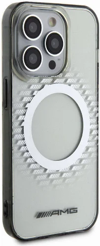 Apple iPhone 15 Pro (6.1) Kılıf AMG Orjinal Lisanslı Magsafe Şarj Özellikli Transparan Dörtgen Desenli Kapak - Şeffaf