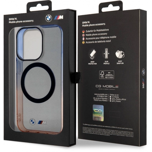 Apple iPhone 15 Pro Kılıf BMW Magsafe Şarj Özellikli Transparan Renkli Çerçeveli Orjinal Lisanslı Kapak - Gri