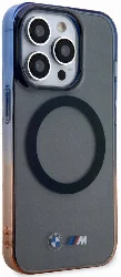 Apple iPhone 15 Pro (6.1) Kılıf BMW Magsafe Şarj Özellikli Transparan Renkli Çerçeveli Orjinal Lisanslı Kapak - Gri