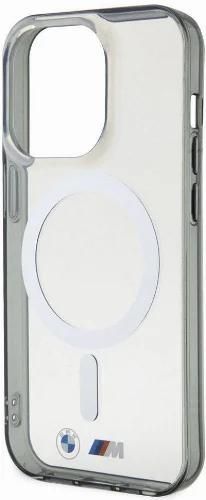 Apple iPhone 15 Pro (6.1) Kılıf BMW Magsafe Şarj Özellikli Transparan Silver Ring Orjinal Lisanslı Kapak - Şeffaf