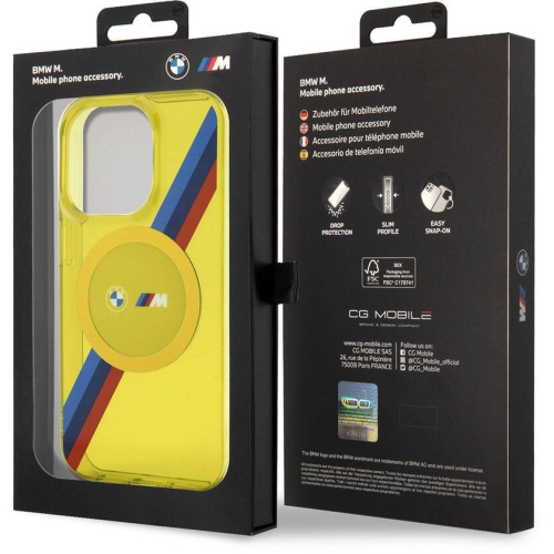 Apple iPhone 15 Pro (6.1) Kılıf BMW Magsafe Şarj Özellikli Transparan Tricolor Stripes Orjinal Lisanslı Kapak - Gri