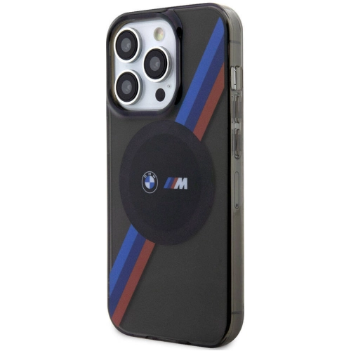 Apple iPhone 15 Pro (6.1) Kılıf BMW Magsafe Şarj Özellikli Transparan Tricolor Stripes Orjinal Lisanslı Kapak - Gri
