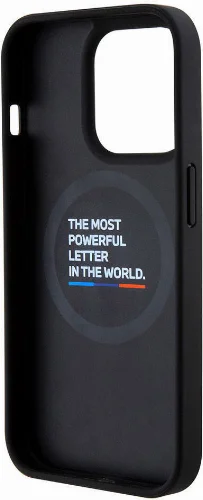 Apple iPhone 15 Pro (6.1) Kılıf BMW Orjinal Lisanslı Magsafe Şarj Özellikli M Logolu PU Karbon Kapak - Siyah