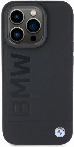 Apple iPhone 15 Pro (6.1) Kılıf BMW Orjinal Lisanslı Magsafe Şarj Özellikli Sıcak Damga Logolu Deri Kapak - Siyah