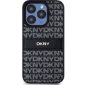 Apple iPhone 15 Pro (6.1) Kılıf DKNY Orjinal Lisanslı 3D Yazılı Repeat Texture Pattern Kapak - Siyah
