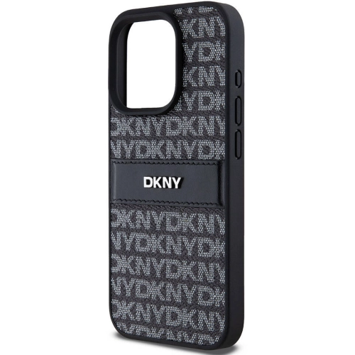 Apple iPhone 15 Pro (6.1) Kılıf DKNY Orjinal Lisanslı 3D Yazılı Repeat Texture Pattern Kapak - Siyah