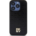 Apple iPhone 15 Pro (6.1) Kılıf DKNY Orjinal Lisanslı Magsafe Şarj Özellikli 3D Yazılı Repeat Pattern Kapak - Siyah