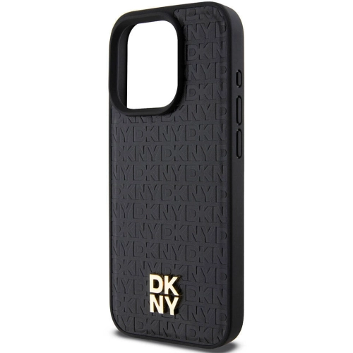 Apple iPhone 15 Pro (6.1) Kılıf DKNY Orjinal Lisanslı Magsafe Şarj Özellikli 3D Yazılı Repeat Pattern Kapak - Siyah