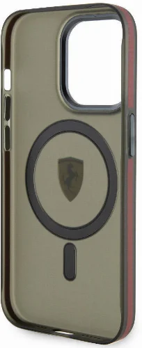Apple iPhone 15 Pro (6.1) Kılıf Ferrari Orjinal Lisanslı Magsafe Şarj Özellikli Kontrast Bumper Kapak - Siyah