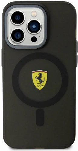 Apple iPhone 15 Pro (6.1) Kılıf Ferrari Orjinal Lisanslı Magsafe Şarj Özellikli Kontrast Bumper Kapak - Siyah