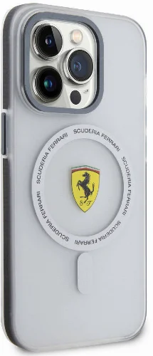 Apple iPhone 15 Pro (6.1) Kılıf Ferrari Orjinal Lisanslı Magsafe Şarj Özellikli Kontrast Bumper SF Ring Kapak - Siyah