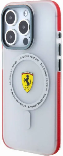 Apple iPhone 15 Pro (6.1) Kılıf Ferrari Orjinal Lisanslı Magsafe Şarj Özellikli Kontrast Bumper SF Ring Kapak - Kırmızı