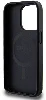 Apple iPhone 15 Pro (6.1) Kılıf Guess Magsafe Şarj Özellikli PU Deri Desenli Metal Plaka Logolu Kapak - Siyah