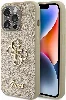Apple iPhone 15 Pro Kılıf Guess Orjinal Lisanslı 4G Büyük Metal Logolu Glitter Kapak - Pembe