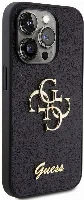Apple iPhone 15 Pro Kılıf Guess Orjinal Lisanslı 4G Büyük Metal Logolu Glitter Kapak - Siyah