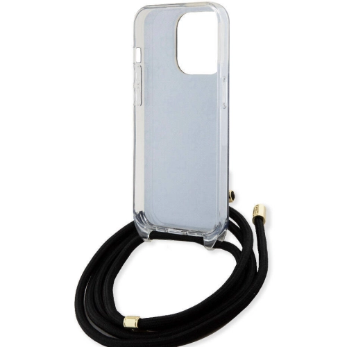 Apple iPhone 15 Pro Kılıf Guess Orjinal Lisanslı Çapraz Kordon 4G Desenli Kapak - Siyah