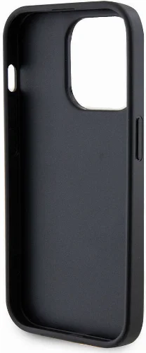 Apple iPhone 15 Pro Kılıf Guess Orjinal Lisanslı Deri 4G Metal Logo Strass Kapak - Siyah