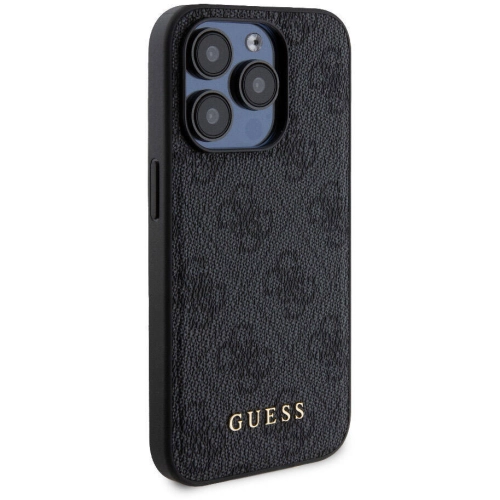 Apple iPhone 15 Pro Kılıf Guess Orjinal Lisanslı Magsafe Şarj Özellikli Yazı Logolu 4G Desenli Kapak + Powerbank 5000mAh 2in1 Set - Kahverengi