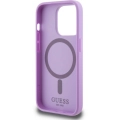 Apple iPhone 15 Pro Kılıf Guess Orjinal Lisanslı Magsafe Şarj Özellikli Yazı Logolu Saffiano Kapak - Mor