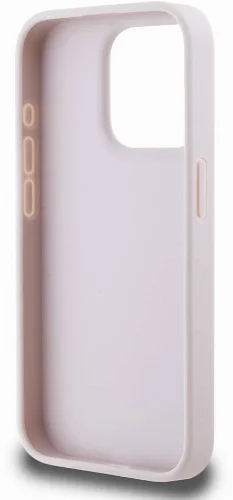 Apple iPhone 15 Pro (6.1) Kılıf Guess Orjinal Lisanslı PU Deri Yazı ve 4G Metal Logolu Desenli Kapak - Pembe