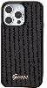 Apple iPhone 15 Pro Kılıf Guess Orjinal Lisanslı Pullu Arka Yüzey Metal Yazı Logolu Sequin Script Kapak - Siyah