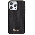 Apple iPhone 15 Pro Kılıf Guess Orjinal Lisanslı Pullu Arka Yüzey Metal Yazı Logolu Sequin Script Kapak - Gümüş