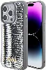 Apple iPhone 15 Pro Kılıf Guess Orjinal Lisanslı Pullu Arka Yüzey Metal Yazı Logolu Sequin Script Kapak - Gümüş
