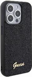 Apple iPhone 15 Pro Kılıf Guess Orjinal Lisanslı Yazı Logolu Disco Script Metal Kapak - Siyah