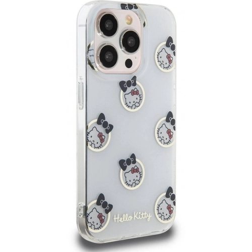 Apple iPhone 15 Pro Kılıf Hello Kitty Orjinal Lisanslı Elektroplating Kaplama Kabarcık Baskılı Kapak - Beyaz