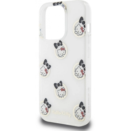 Apple iPhone 15 Pro Kılıf Hello Kitty Orjinal Lisanslı Elektroplating Kaplama Kabarcık Baskılı Kapak - Beyaz