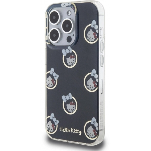 Apple iPhone 15 Pro Kılıf Hello Kitty Orjinal Lisanslı Elektroplating Kaplama Kabarcık Baskılı Kapak - Beyaz