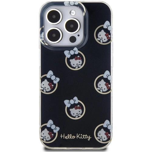 Apple iPhone 15 Pro Kılıf Hello Kitty Orjinal Lisanslı Elektroplating Kaplama Kabarcık Baskılı Kapak - Beyaz