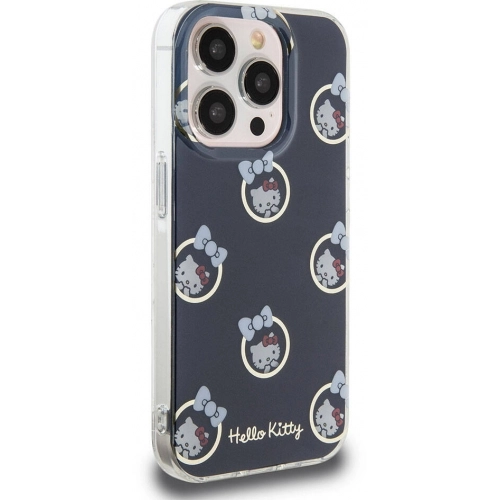 Apple iPhone 15 Pro Kılıf Hello Kitty Orjinal Lisanslı Elektroplating Kaplama Kabarcık Baskılı Kapak - Beyaz