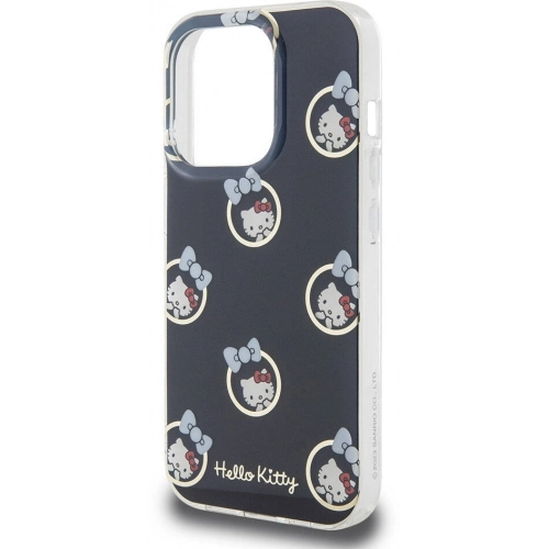 Apple iPhone 15 Pro Kılıf Hello Kitty Orjinal Lisanslı Elektroplating Kaplama Kabarcık Baskılı Kapak - Beyaz