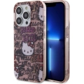 Apple iPhone 15 Pro Kılıf Hello Kitty Orjinal Lisanslı İkonik Logolu Etiket Graffiti Kapak - Beyaz