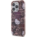 Apple iPhone 15 Pro Kılıf Hello Kitty Orjinal Lisanslı İkonik Logolu Etiket Graffiti Kapak - Beyaz