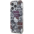 Apple iPhone 15 Pro Kılıf Hello Kitty Orjinal Lisanslı İkonik Logolu Etiket Graffiti Kapak - Beyaz