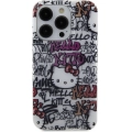 Apple iPhone 15 Pro Kılıf Hello Kitty Orjinal Lisanslı İkonik Logolu Etiket Graffiti Kapak - Beyaz