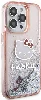 Apple iPhone 15 Pro (6.1) Kılıf Hello Kitty Orjinal Lisanslı İkonik Sıvılı Glitter Kapak - Pembe