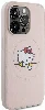 Apple iPhone 15 Pro (6.1) Kılıf Hello Kitty Orjinal Lisanslı Magsafe Şarj Özellikli Baskı Logolu Uyuyan Kitty Deri Kapak - Pembe