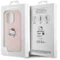 Apple iPhone 15 Pro (6.1) Kılıf Hello Kitty Orjinal Lisanslı Magsafe Şarj Özellikli Baskı Logolu Uyuyan Kitty Deri Kapak - Pembe