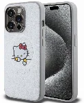 Apple iPhone 15 Pro (6.1) Kılıf Hello Kitty Orjinal Lisanslı Magsafe Şarj Özellikli Baskı Logolu Uyuyan Kitty Deri Kapak - Gümüş