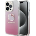 Apple iPhone 15 Pro Kılıf Hello Kitty Orjinal Lisanslı Yazı ve İkonik Logolu Elektroplating Kaplama Gradyan Kapak - Mor