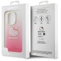 Apple iPhone 15 Pro Kılıf Hello Kitty Orjinal Lisanslı Yazı ve İkonik Logolu Elektroplating Kaplama Gradyan Kapak - Mor